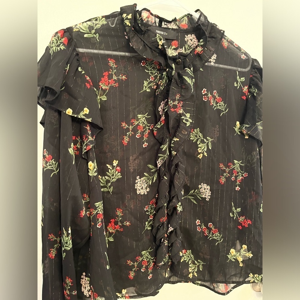 Forever 21 Floral Sheer Blouse, size 2X